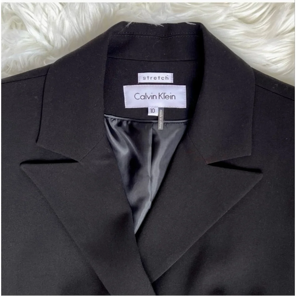 Calvin Klein Black Stretch Double Breasted Blazer NWT Size 10 Women’s - Picture 5 of 11